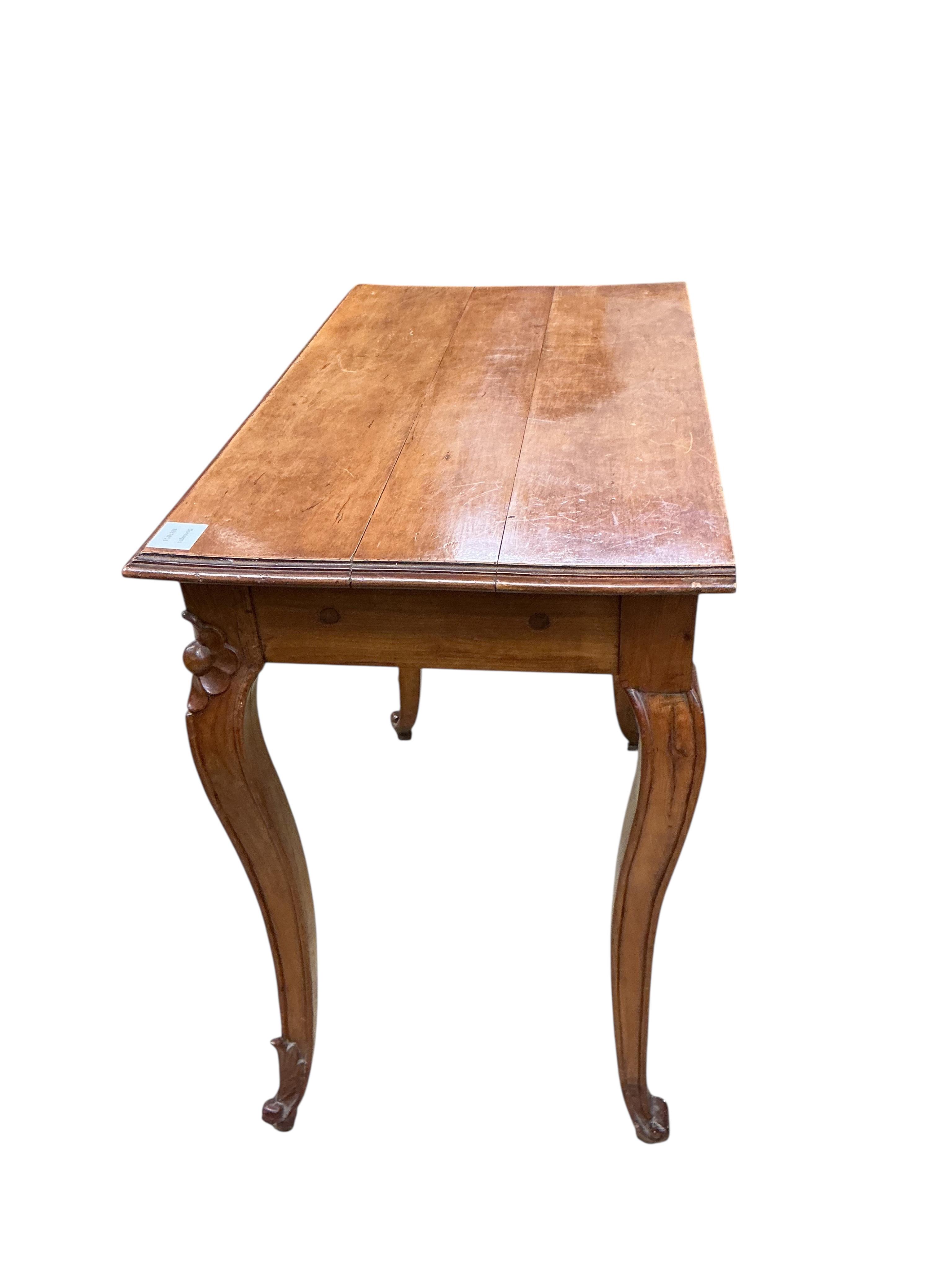 A 19th century Continental rectangular mahogany side table, fitted one long drawer, width 76cm, depth 43cm, height 72cm